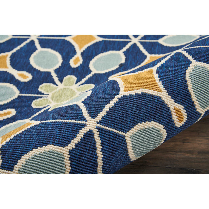 Sol 72 Outdoor™ Monterey Geometric Navy/Blue/Gold Area Rug & Reviews